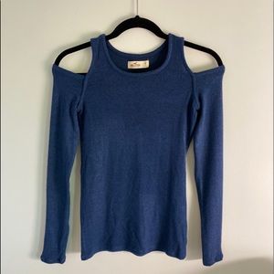 Hollister Blue Cutout Shoulders Long-Sleeve